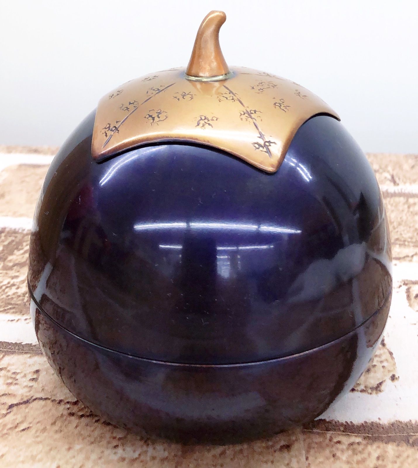 幸来堂】 純銅製 茄子型 茶入れ 茶箕付 茶壺 茶匙 茶器 煎茶道具
