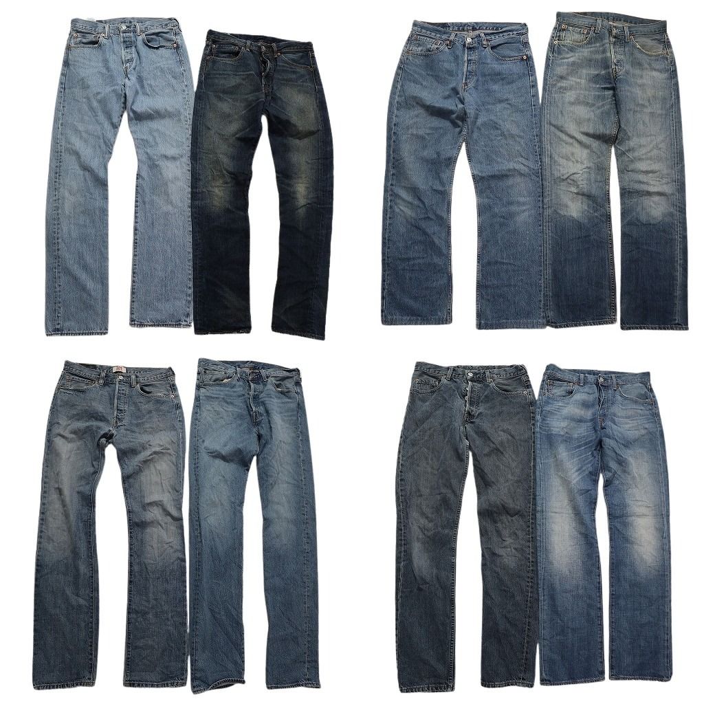 古着卸 まとめ売り リーバイス 501 デニム パンツ 8枚セット メンズ 31 |32 フェード アメカジ ヒゲ コインポケット 古着 NC1328