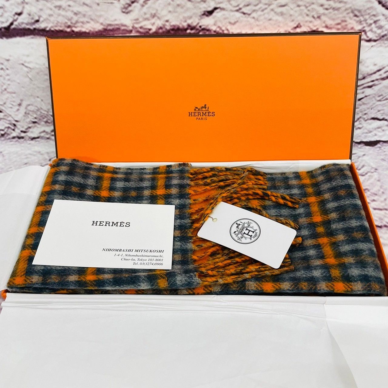 HERMES エルメス　マフラー　総柄　Hエコセ　カシミヤ カシミヤマフラー 40×170 cm 《Hエコセ》 | Hermès - エルメス
