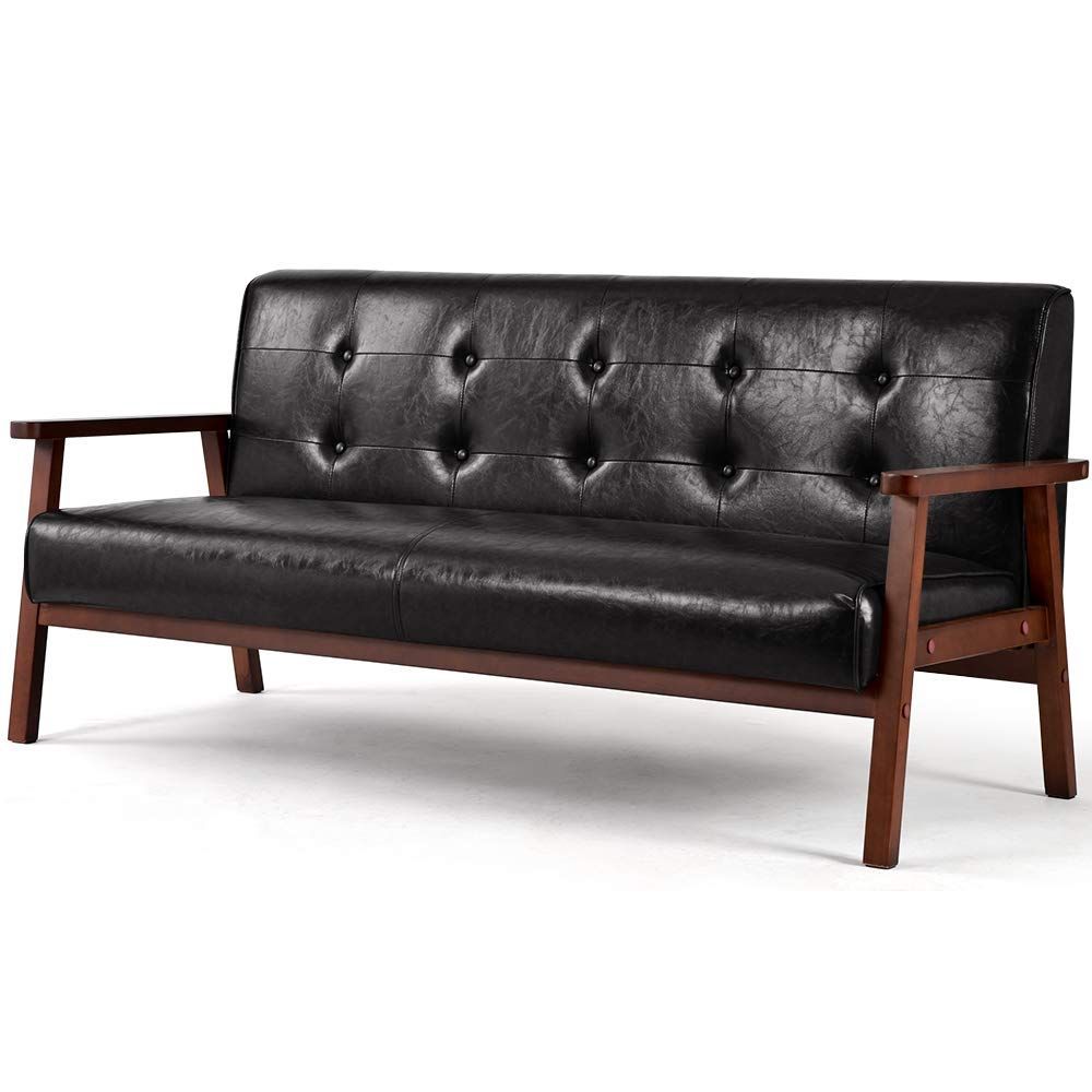 新着商品 ソファ 3人掛け ブラック OSJ レトロモダン 161×61×76