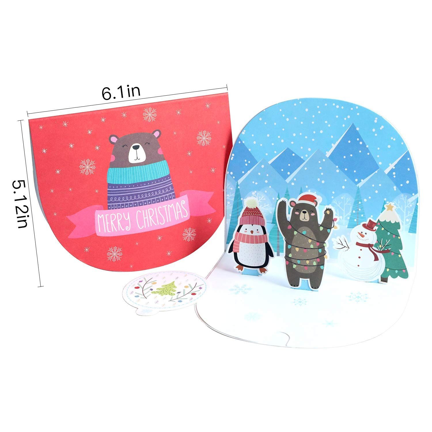  Paper Spiritz ポップアップ カード サンタライドホリデー グリーティングカード Happy Yearカード 3 Dバースデーカード 封筒付き パーティー グリーティングカード レター カード