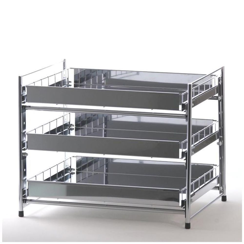 隠せる 引き出し式調味料ラック 50cm スパイス 省スペース 3段 大容量