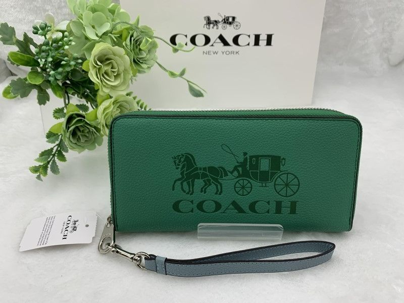 コーチ 長財布 COACH 財布 プレゼントグリーンマルチ ホース アンド キャリッジ カラーブロック レディース ロング ジップ 誕生日 記念日 新品 未使用 ファッション C5889 A225Z-25