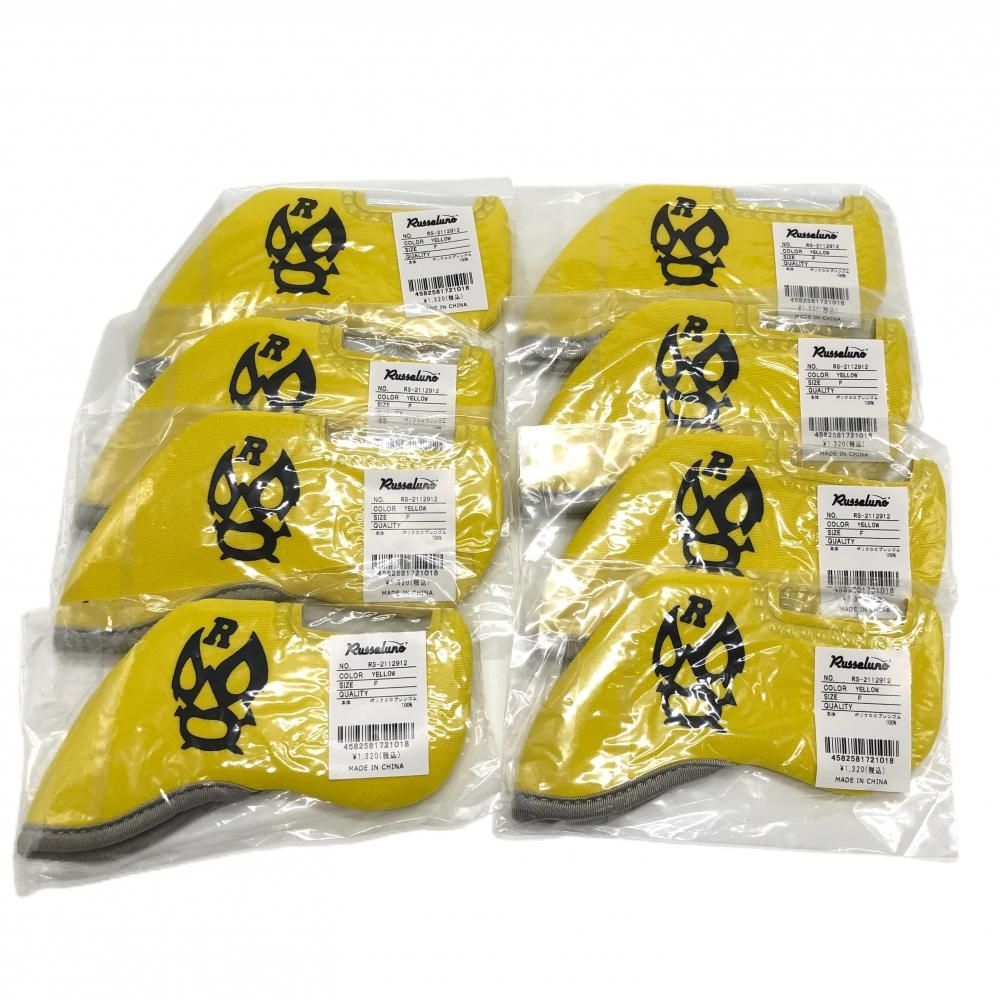 ラッセルノ アイアンカバー8点セット イエロー 黒 ルチャマスク ヘッドカバーゴルフ RUSSELUNO