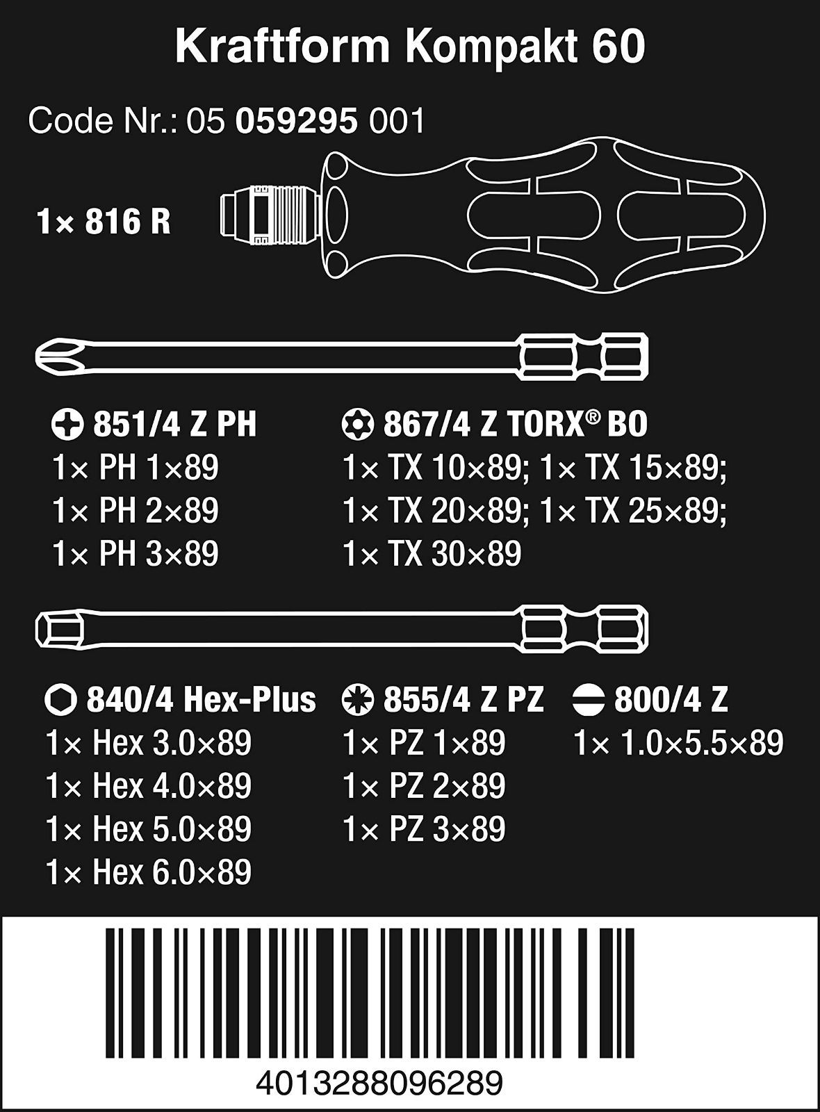 Wera 059295 KraftformのKompakt 60セット（18個）-