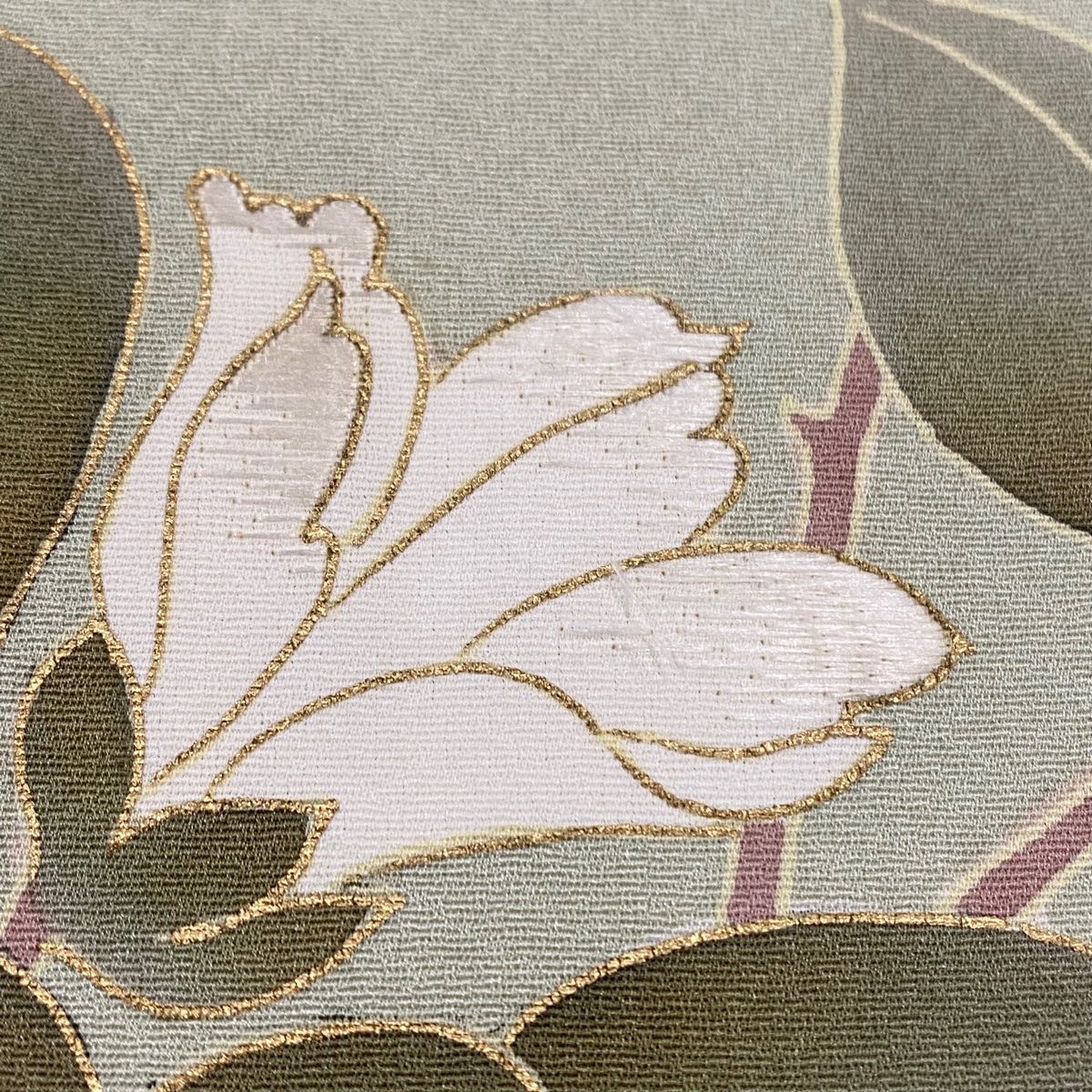 訪問着フルセット 着物 正絹 汕頭刺繍 カーキ 花 I5 【公式通販】