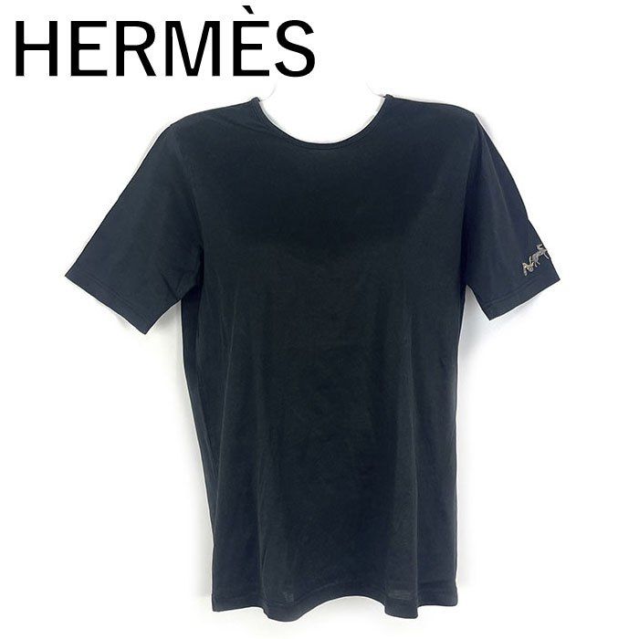 エルメス HERMES Tシャツ 馬車刺繍 シンプル 半袖 薄手 カジュアル ブラック 黒 - メルカリ