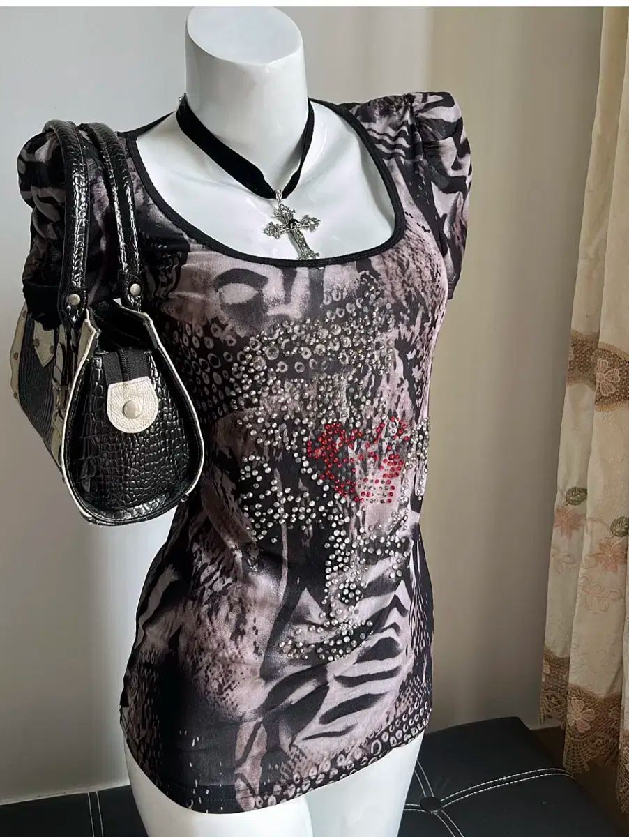 Dolce-Gabbana ドルチェ＆ガッバーナ ヴィンテージ レオパード 姉ギャル キュービック 半袖 Tシャツ 00 s