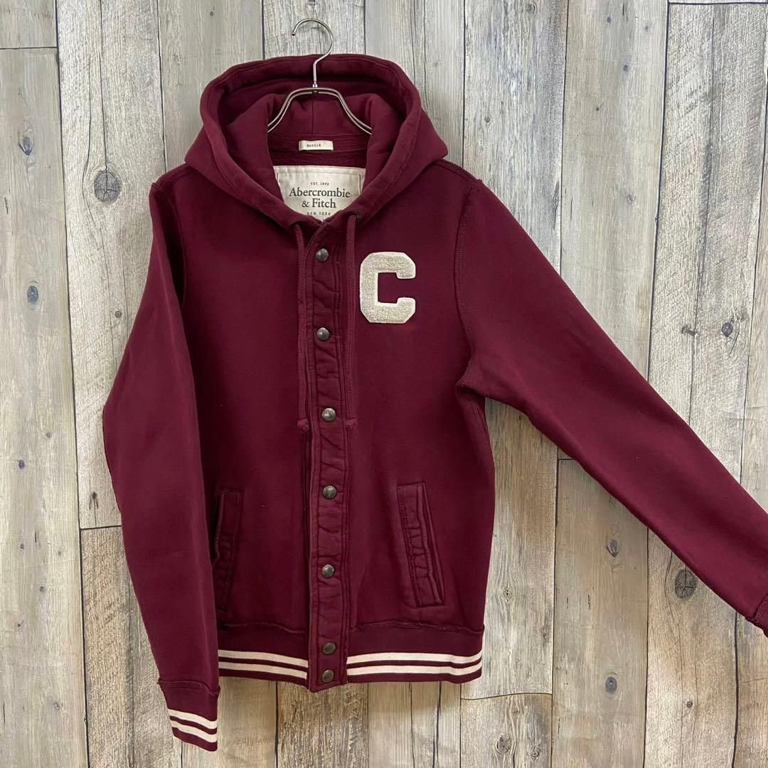 Abercrombie & Fitch アバクロ 裏起毛 ボタン パーカー M 