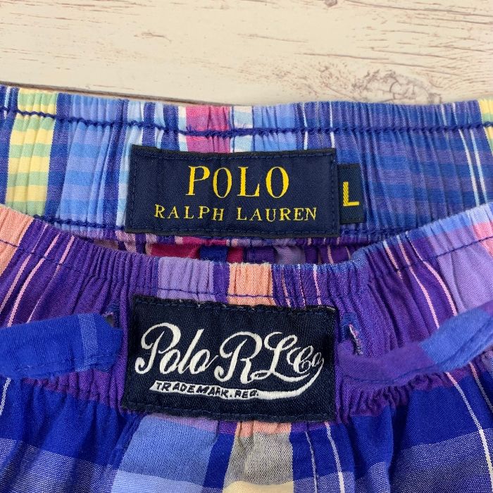 ポロ ラルフローレン POLO RALPH LAUREN セットアップ ナイトウェア パジャマ 半袖 パンツ チェック柄 マルチカラー L メンズ