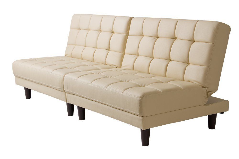 【新着商品】ベージュ 天然木 ローソファ 2人掛け ベッド 幅86×奥行70-90×高さ33-69cm カウチソファ ソファベッド 分割式 ビータ(Vita)