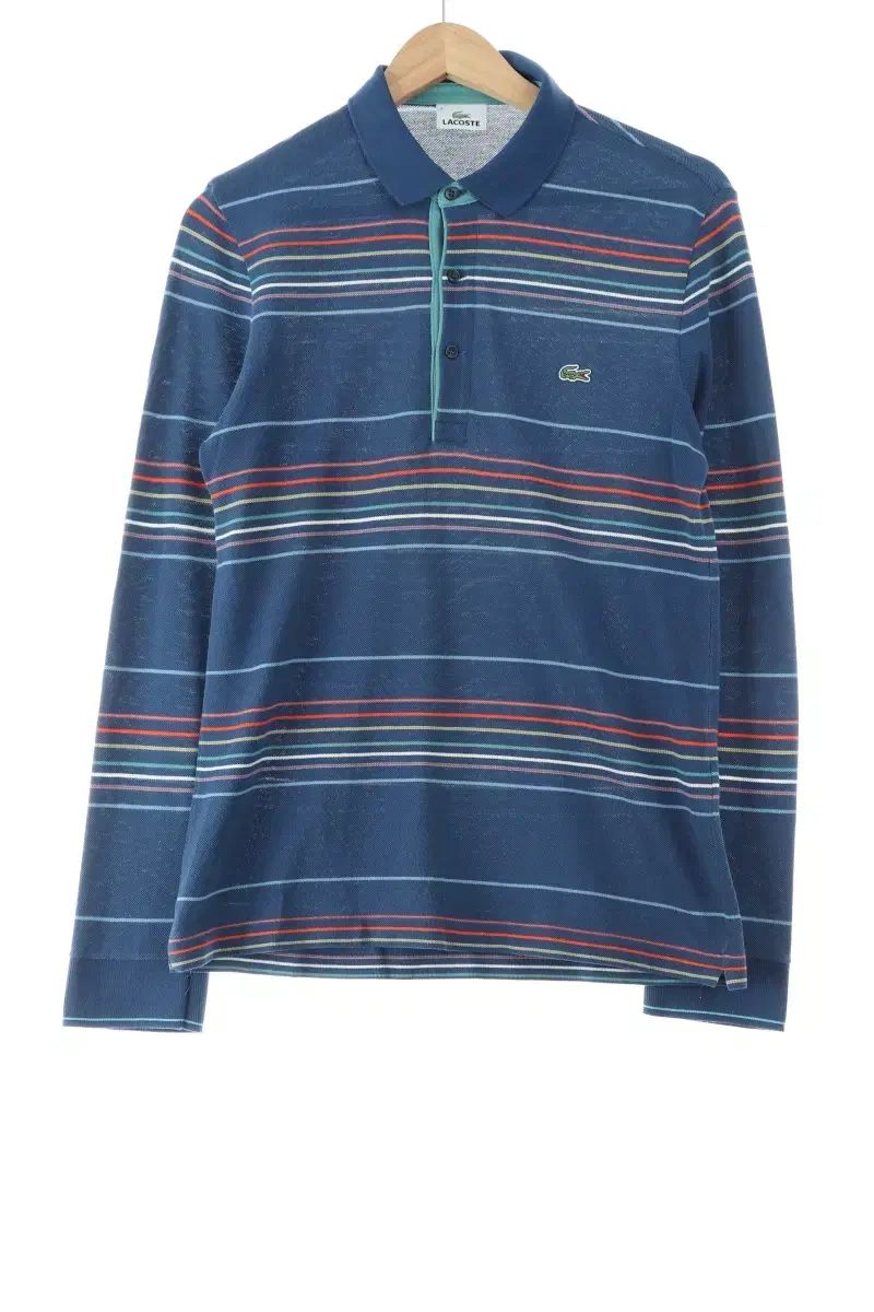 【雷市場（ポンジャン）商品韓国直送】 （ M ） LACOSTE(ラコステ) カラー 長袖Tシャツ 青 ストライプ アメカジ- 10DAC