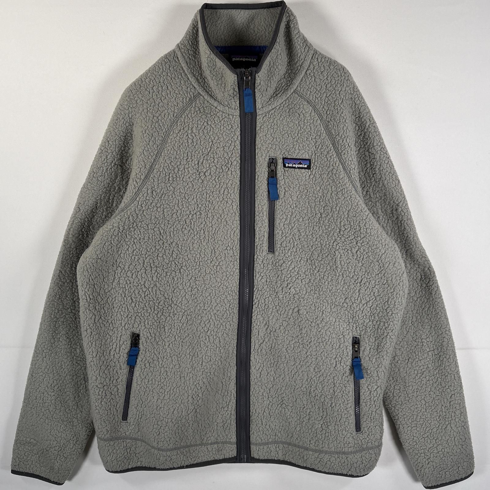 古着 パタゴニア patagonia フリースジャケット フルジップ ワンポイントロゴ 大きいサイズ レトロパイル ラグラン XL  グレー メンズ