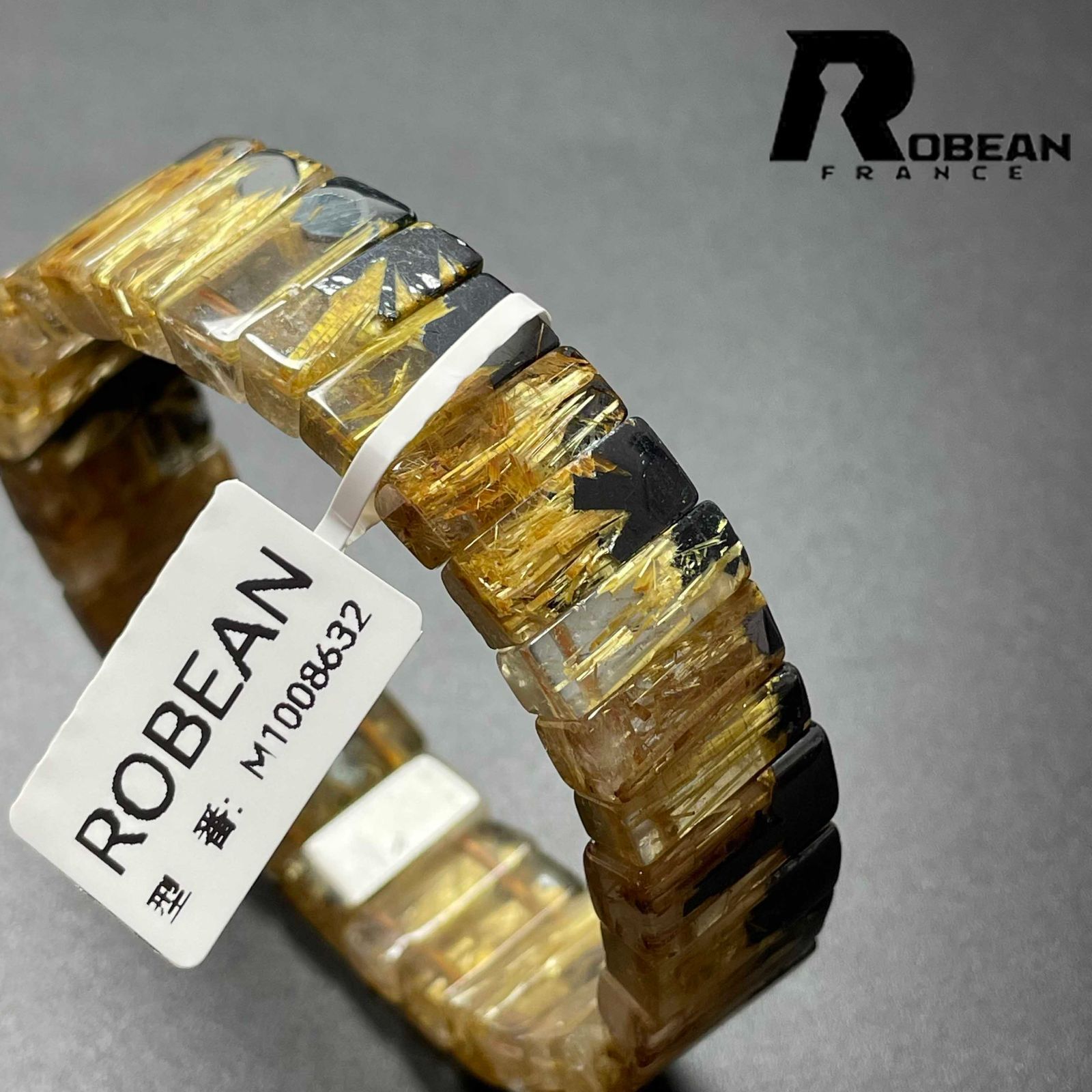 レア EU製 定価12万円☆ROBEAN・太陽花タイチンルチルバングル☆黄金針