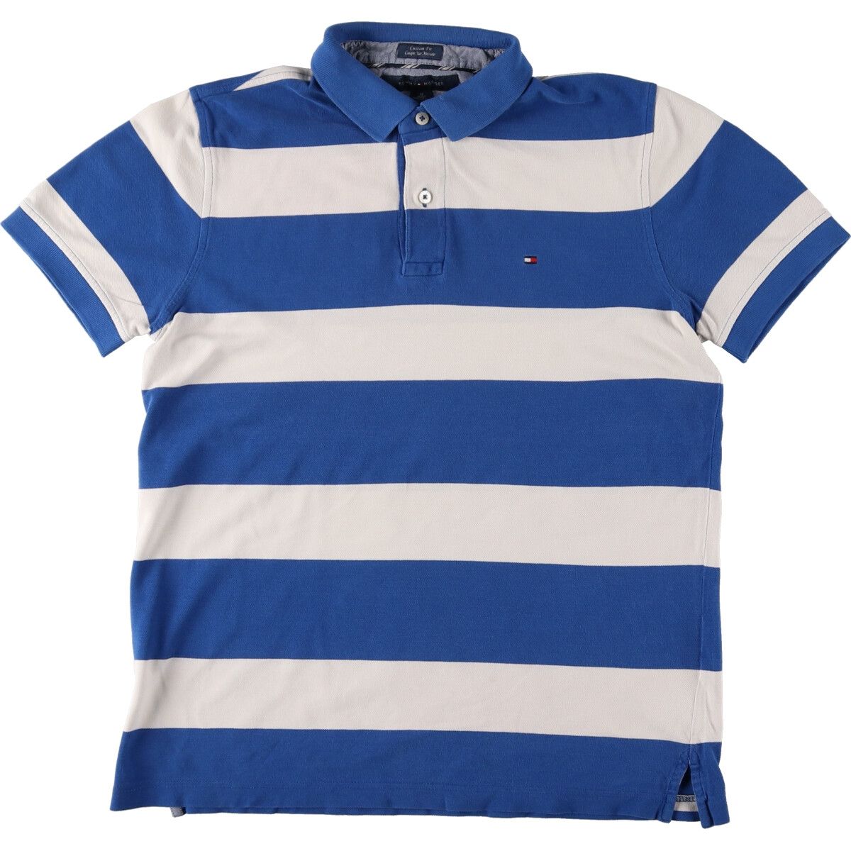 古着 トミーヒルフィガー TOMMY HILFIGER 半袖 ボーダー ポロシャツ メンズM相当/eaa430766