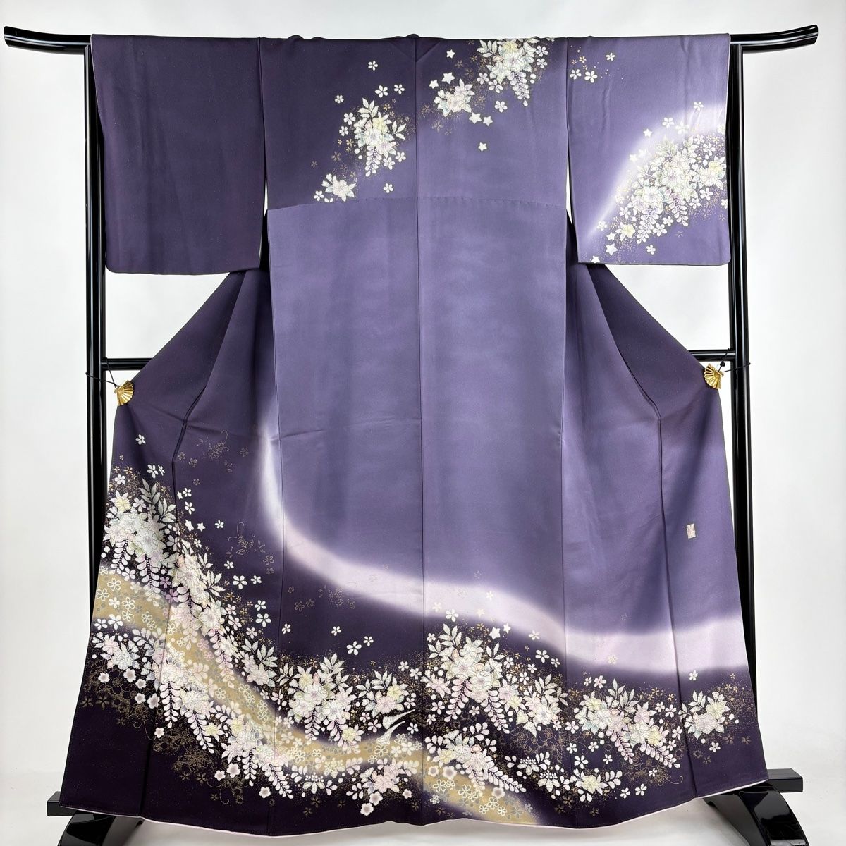 訪問着 身丈162.5cm 裄丈64.5cm M 袷 翠山工房 落款 辻が花 銀