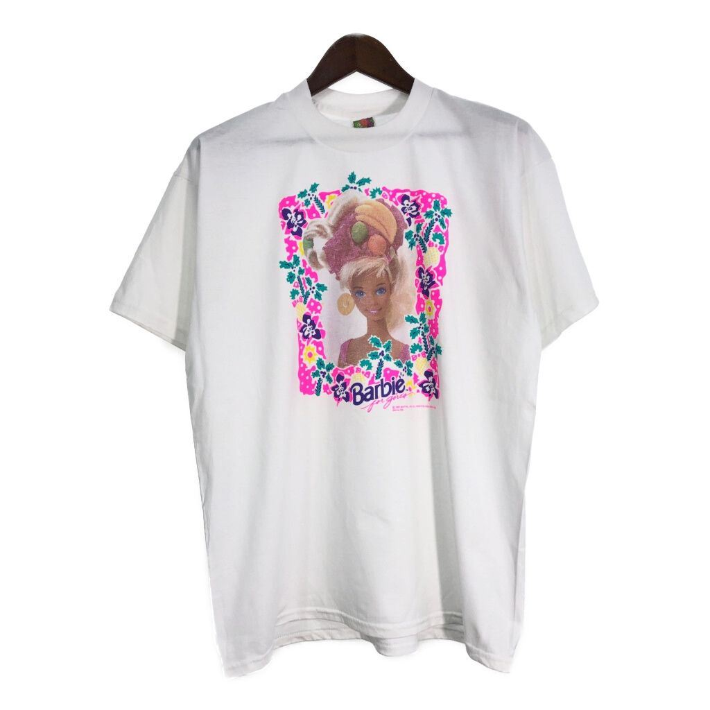 90年代 Barbie バービー 半袖Tシャツ ホワイト (メンズ XL) 中古 古着 