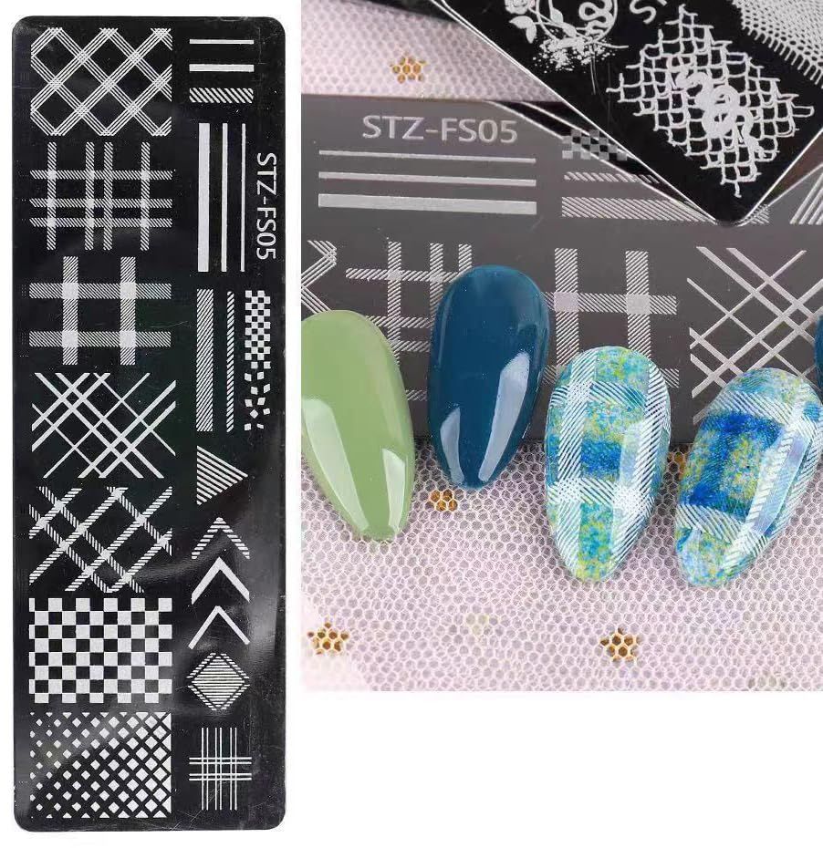 ネイルプリントステンシル ネイルスタンピングプレート 花 葉 格子縞 ヘビ レース 雪の結晶 デザイン 不規則毎日のDIYネイルアートデザインのニーズを満たすファッショナブルなパターン セット