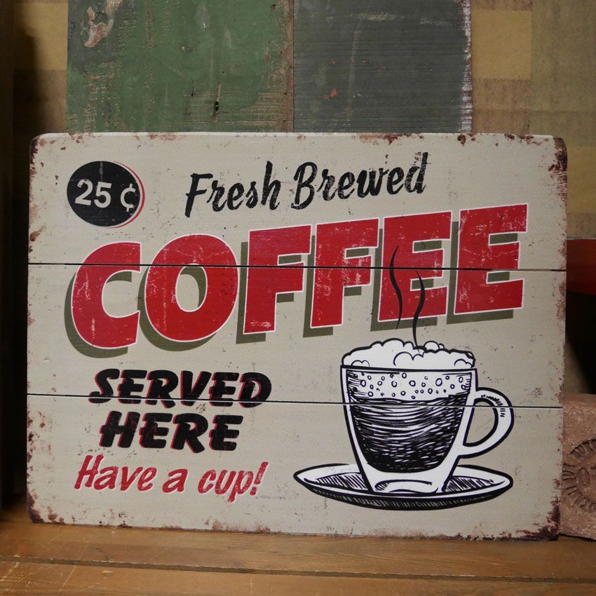 アメリカン ウッドサインボード COFFEE SERVED HERE 木製看板 コーヒー