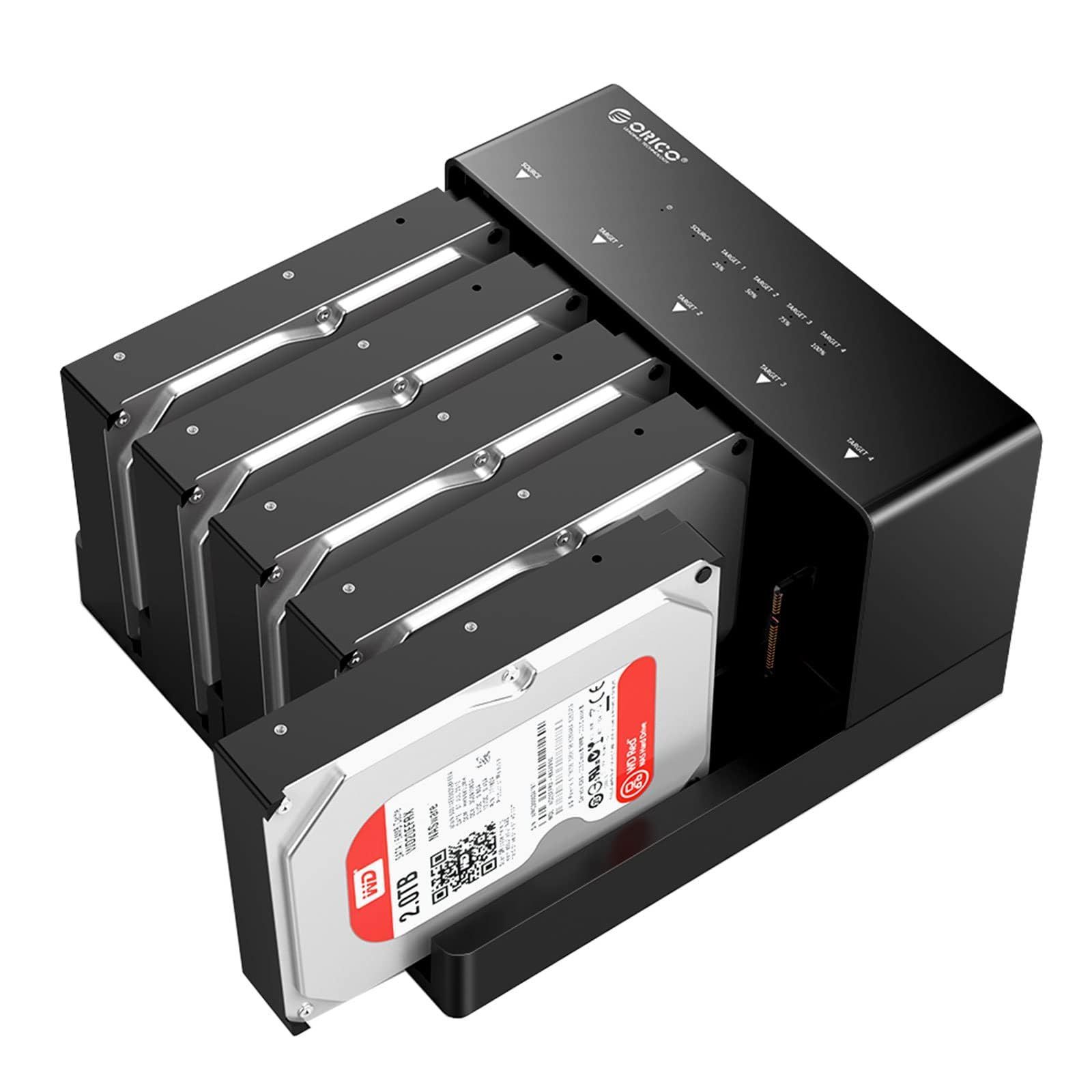ドライブケース HDDコピー機能付き 工具不要 USB3.0接続 高放熱 16TB*5ベイ HDD|SSD対応 電源アダプター付 3.5インチ | ブラック 2.5 ハードディスクケース 6558US3 ORICO