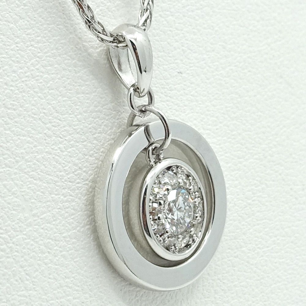 栄】ネックレス デザインネックレス K18WG ダイヤモンド0.40ct