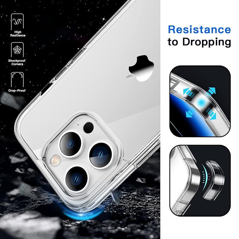 JEDirect iPhone14ProMax 6.7インチ用 (14 Pro Max) マグネット ケース MagSafe ワイヤレス充電対応 衝撃吸収 バンパーカバー 傷つけ防止 透明バック (クリア) JEDirect iPhone14ProMax 6.7インチ用 (14 Pro Max) 黄ばみなし 保護