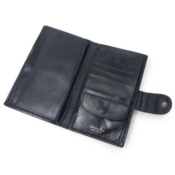ディオール　長財布　極希少！　トロッター　総柄　キャンバス　オールド　ビンテージ OLD Dior トロッター柄キャンバスレザー長財布（青） - メルカリ