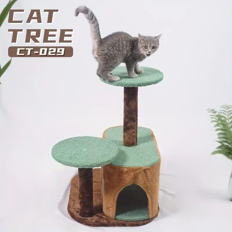 キャットツリー 遊び台 キャットスクラッチングポスト ペットおもちゃ ジャンプ台 木製 丸い踏み台 スラッチャー 多頭飼い