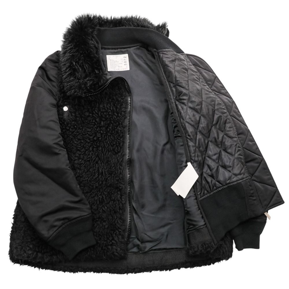 美品 21AW Sacai サカイ ボアドッキング MA-1 フェイクファー