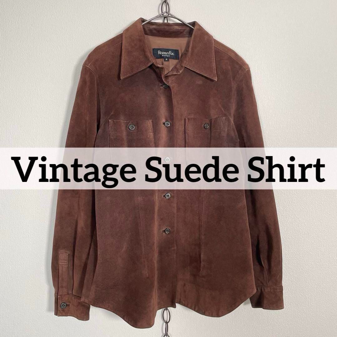 Rozenfur ピッグレザー スエードシャツジャケット レディース サイズ9 ブラウン系