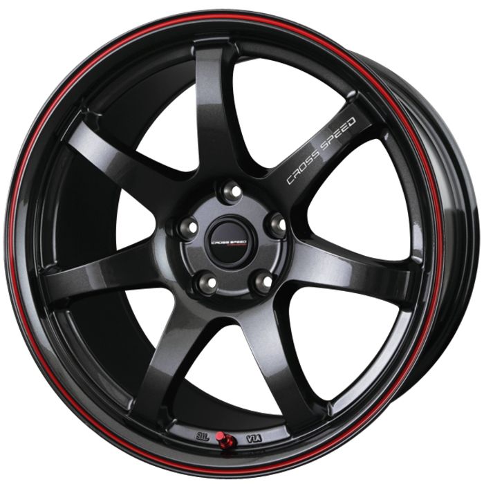 ホイール4本セット CROSS SPEED CR7 グロスガンメタ レッドライン 17インチ 7J 55 5H-114.3