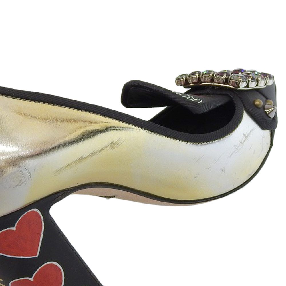 ドルチェ＆ガッバーナ ラインストーン リボン パンプス 38(約25cm) DOLCE&GABBANA ドルチェアンドガッバーナ スタッズ×ライン