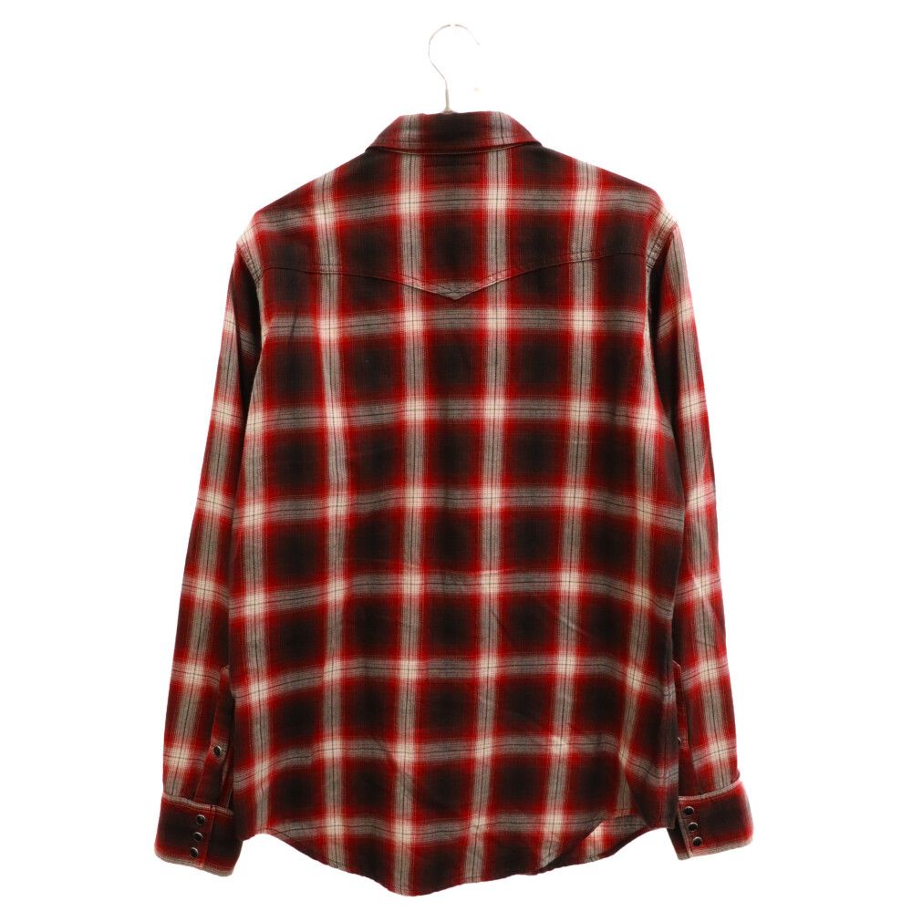 SAINT LAURENT PARIS　シャツ　チェック　レッド　Ｓ 値下げ】Saint Laurent Paris 15AW レギュラーカラーチェックシャツ