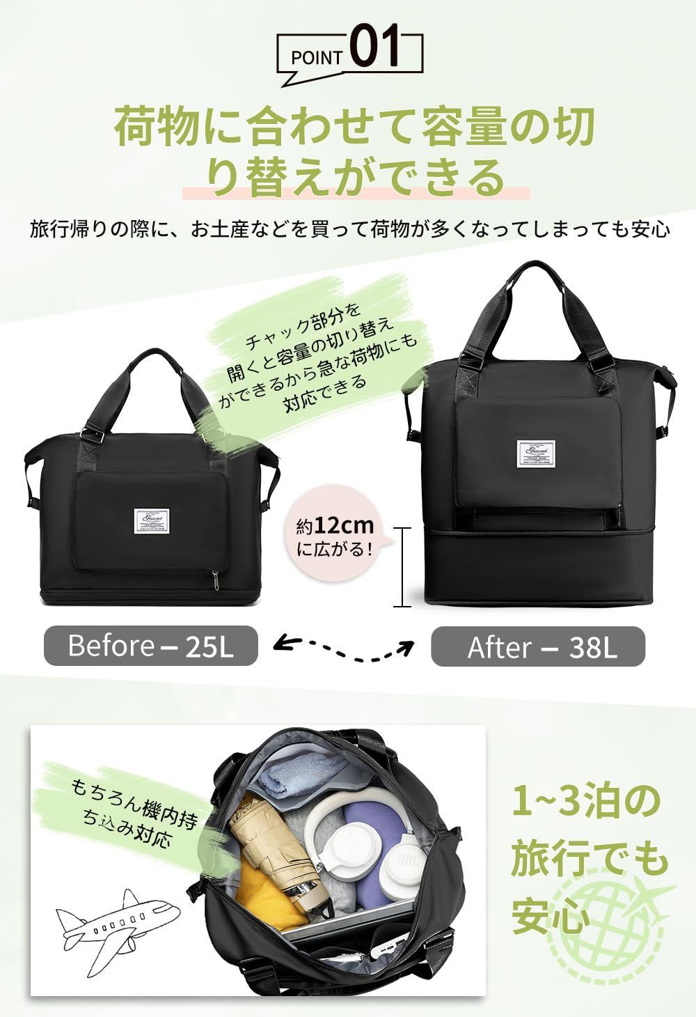 旅行カバン 軽量カバン 軽量バッグ コンパクト収納バッグ haribakoya_460g
