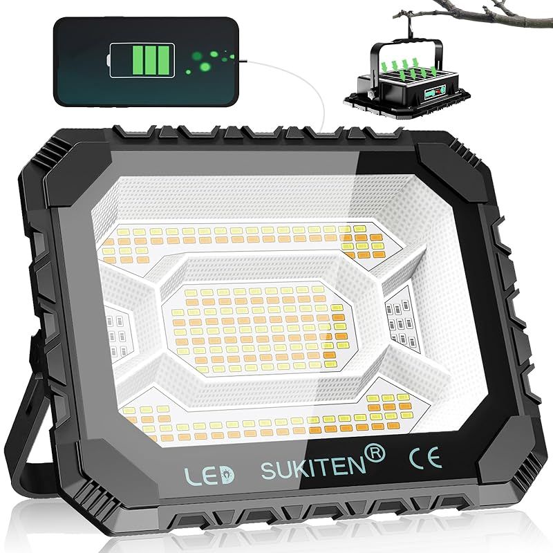 2025アップグレード SUKITEN 投光器 充電式 led 200W 16 000lm 屋外 作業灯 超高輝 16 000mAh大容量 IPX4防水 ワークライト 5つ点灯モード 便携式 磁気設計 キャンプ アウトドア 登山 夜釣り 防災 緊急 停電対策