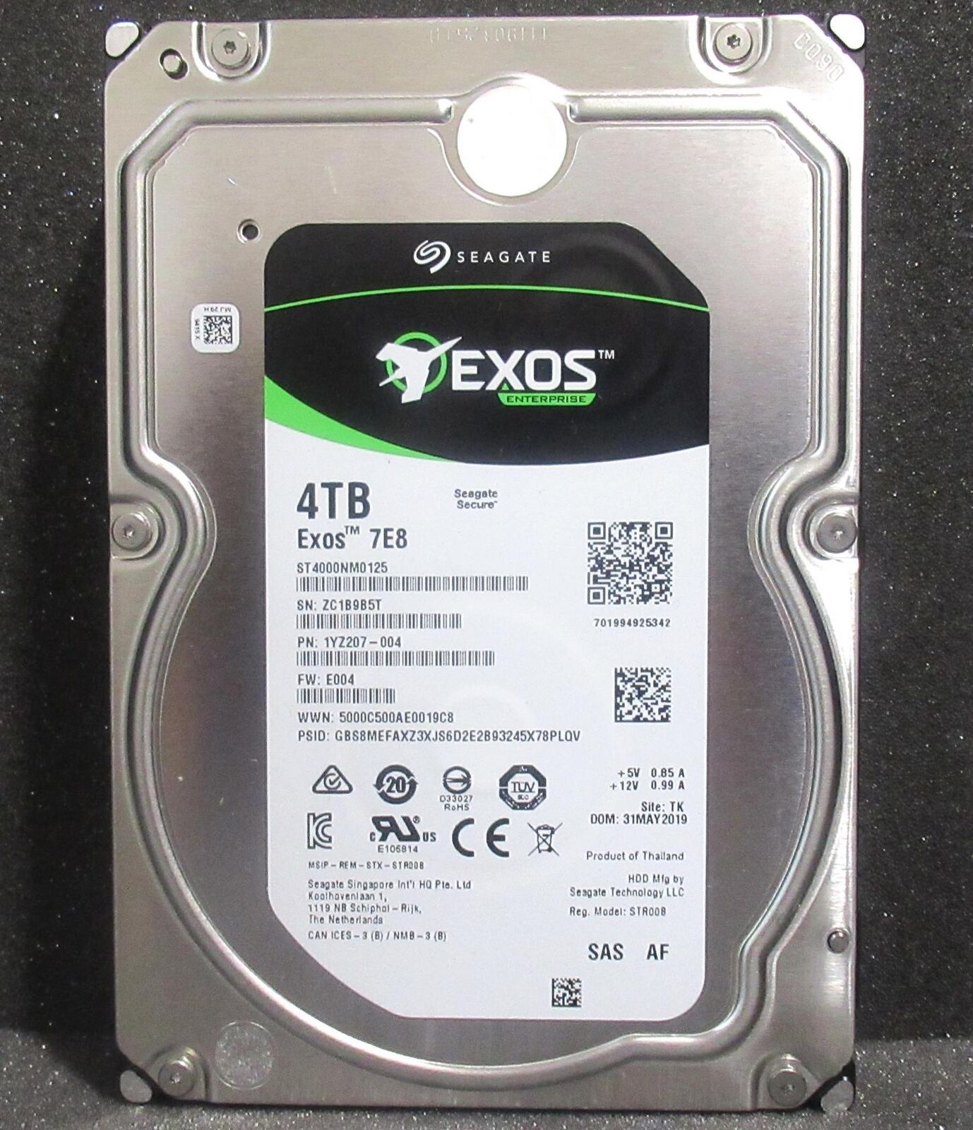 Seagate EXOS ST4000NM0125 4TB 7200RPM 12Gbps 3.5 SAS HDD ハードドライブ 1YZ207-004