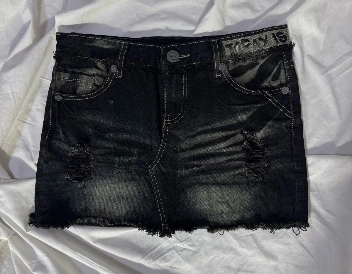 ヴィンテージ ウォッシュ ダメージ デニム スカート