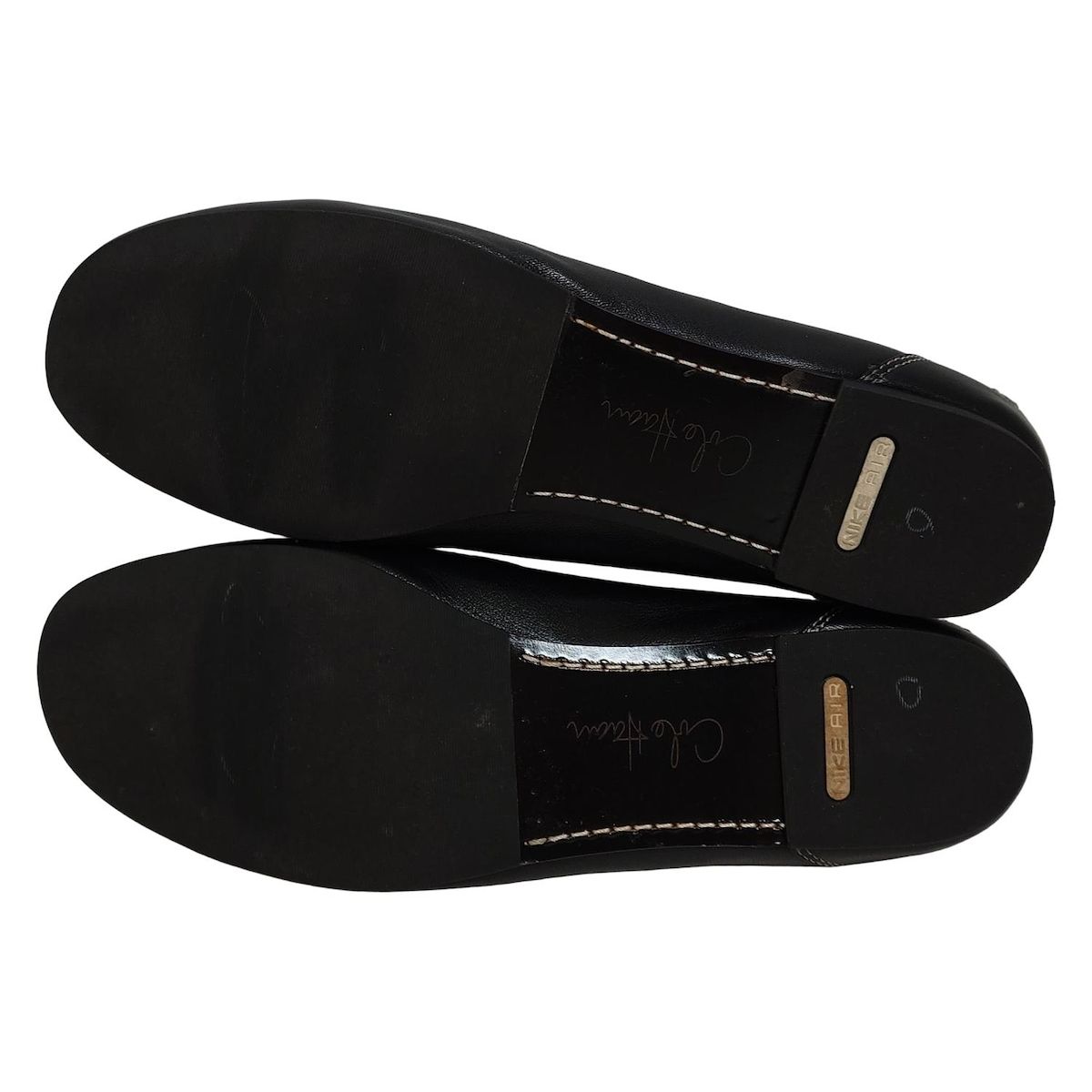  COLE HAAN コールハーン フラットシューズ 8 1 2 B レディース - 黒 リボン アウトソール張替済 レザー フラットシューズ バレエシューズ パンプス