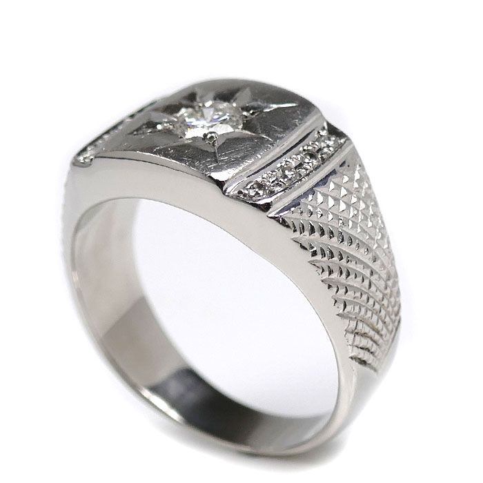 Pt900プラチナ リング 指輪 ダイヤモンド0.30ct 0.12ct 21号 18.6g メンズ