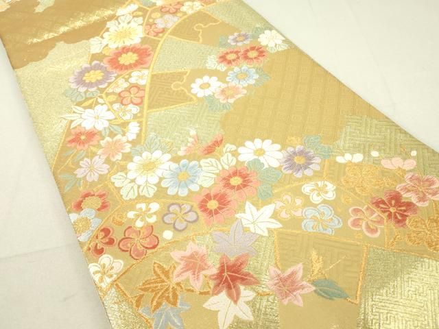 平和屋着物▽佐賀錦 六通柄袋帯 唐織 吉祥花文 金糸 正絹 逸品