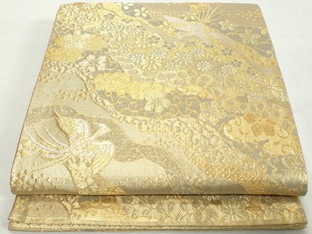 平和屋着物◎佐賀錦 六通柄袋帯 道長花鳥文 鳳凰 金銀糸 正絹