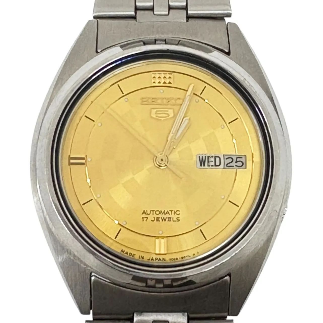 SEIKO セイコー5 自動巻きムーブメント ゴールド文字盤 デイ|デイト 17石 17JEWELS メンズ腕時計 7009-3181 ヴィンテージ