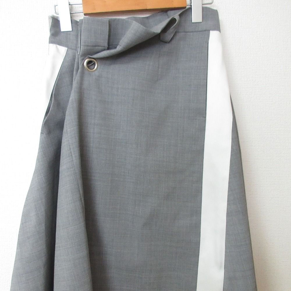 sacai 2022春夏 グレー スーチング ロングスカート sacai 美品/21年製 サカイ 21-05530 Suiting Asymmetry Skirt