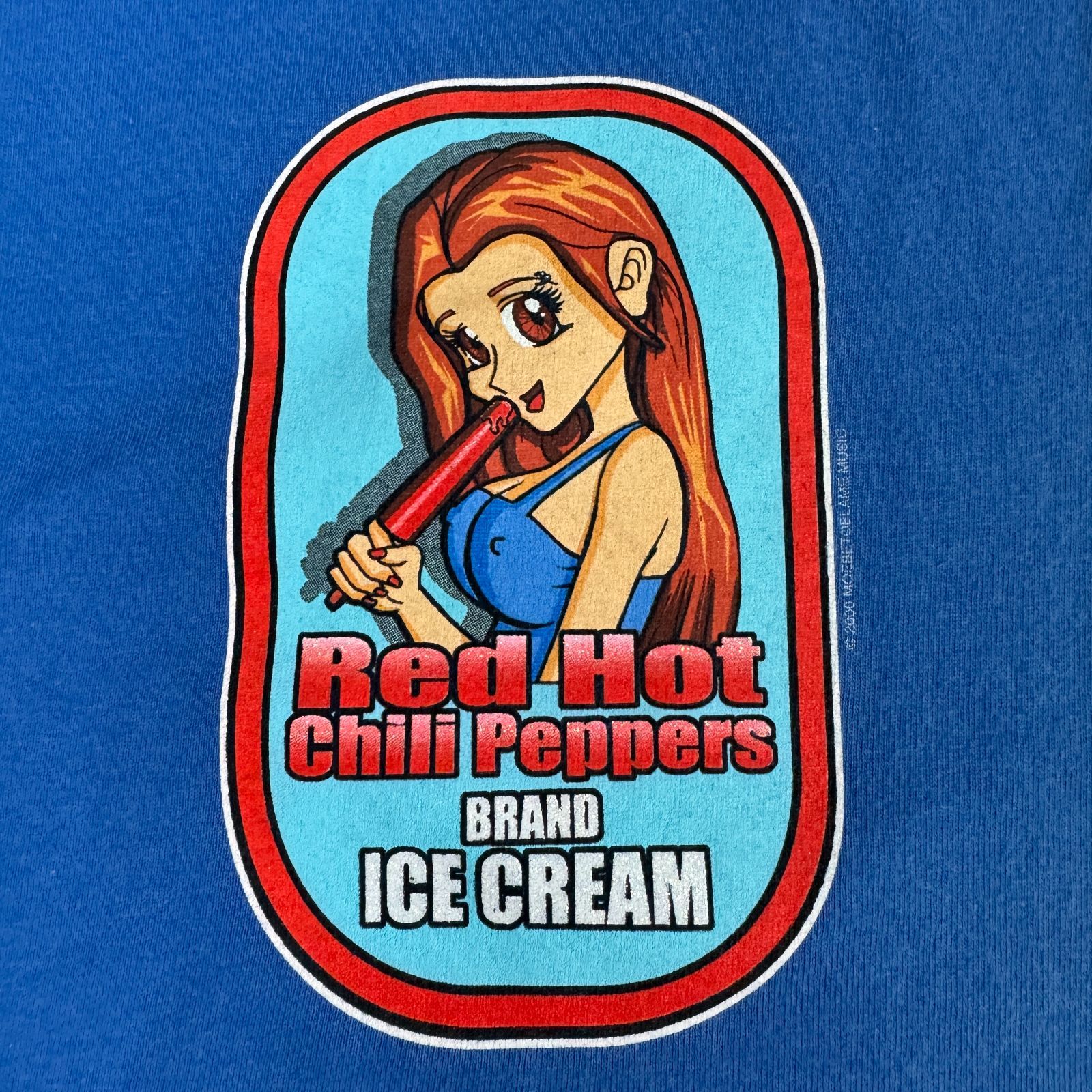 00s Red Hot Chili Peppers ICE CREAM 2000 アニメ ガール プリント T 