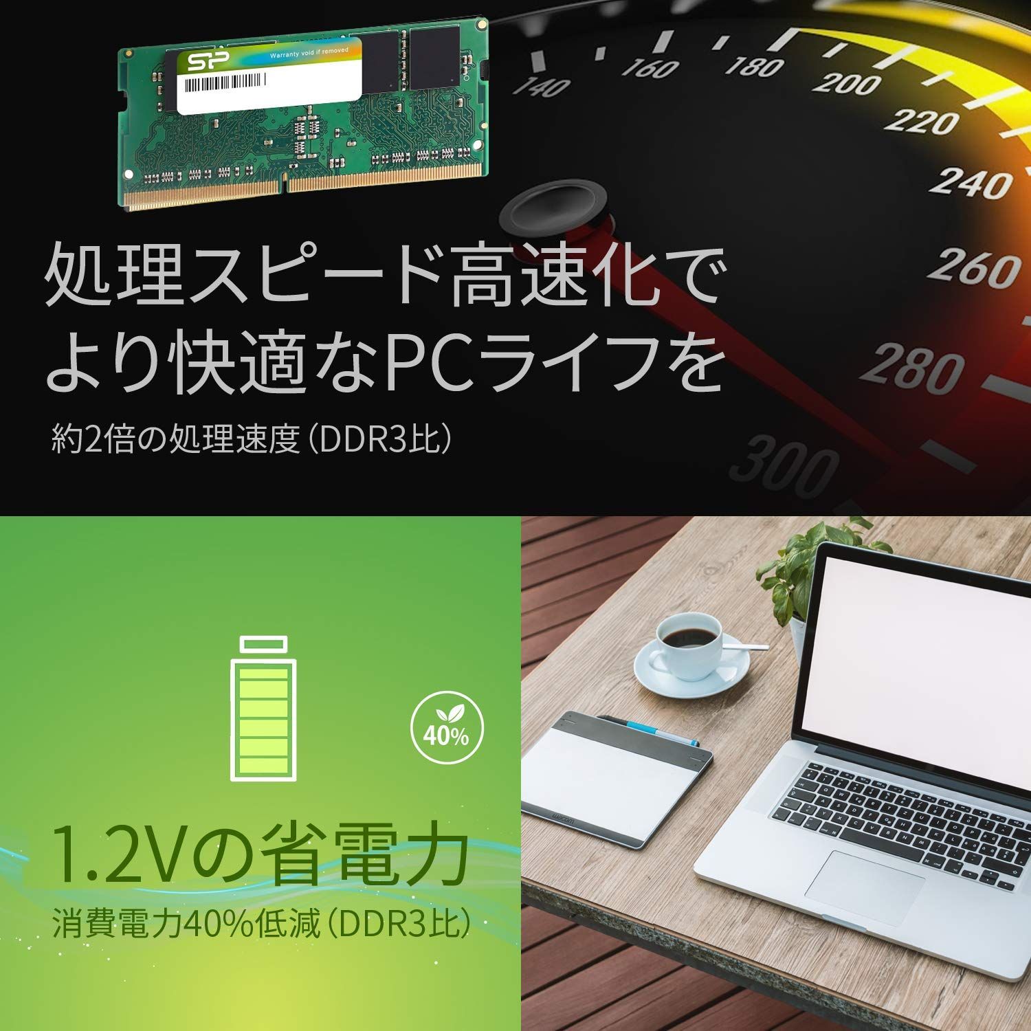 【在庫処分】x 2枚 8GB (16GB) PC4-19200 2400 260Pin DDR4 1.2V メモリ CL17 ノートPC用 シリコンパワー Mac Power 対応 Silicon SP016GBSFU240B22 SP
