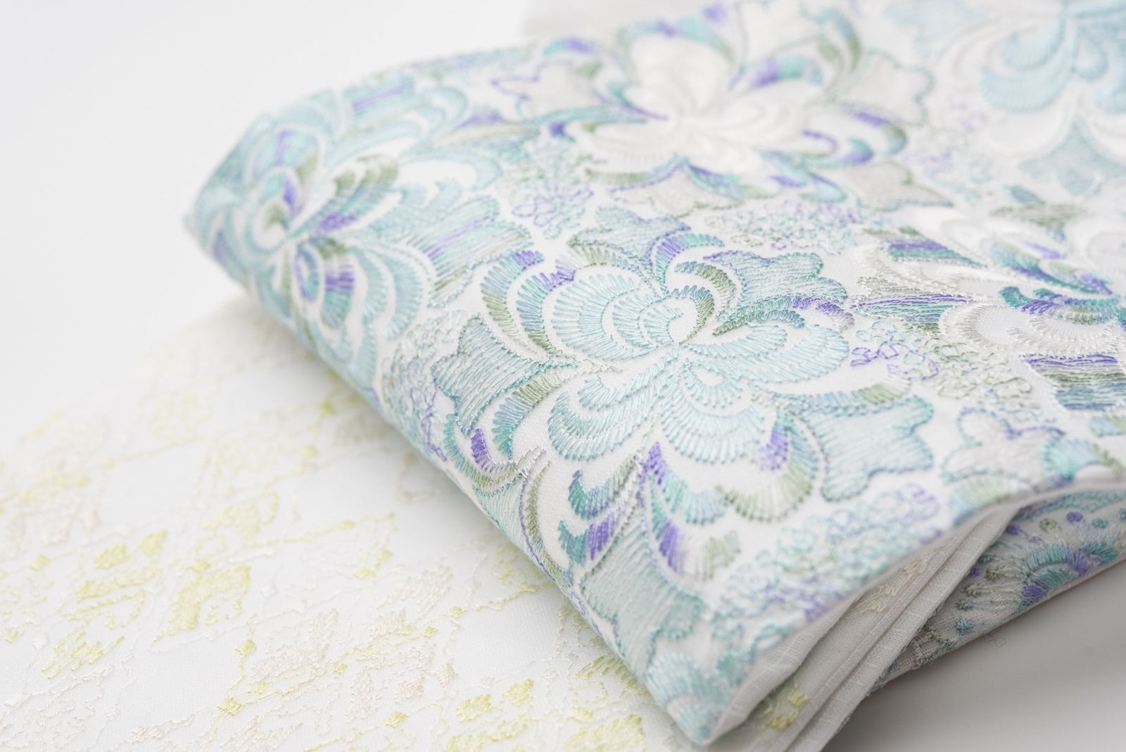 シルクオーガンジーレース半幅帯 白水色系