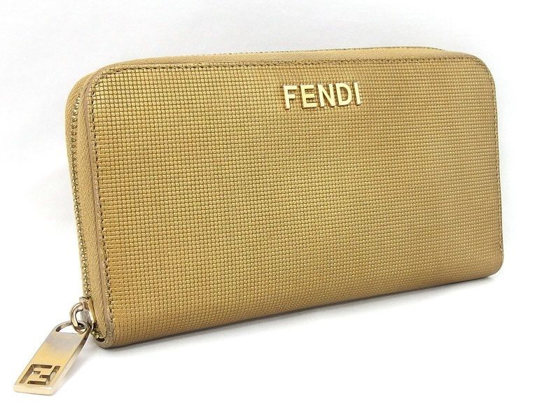 FENDI フェンディ レザー ゴールド ラウンドファスナー 8M0024 長財布 