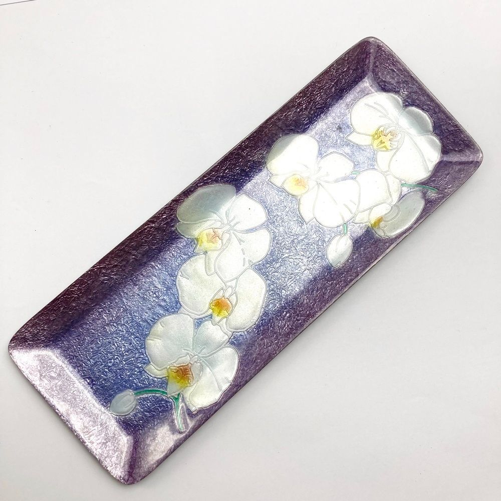 rm) 安藤七寶店 七宝焼 ペントレー ペン皿 胡蝶蘭 紫色 ※未使用