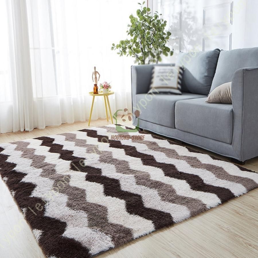 美品】ラグ デザインラグ ケーブル編み 約3畳 北欧 ブラウン ラグ 北欧