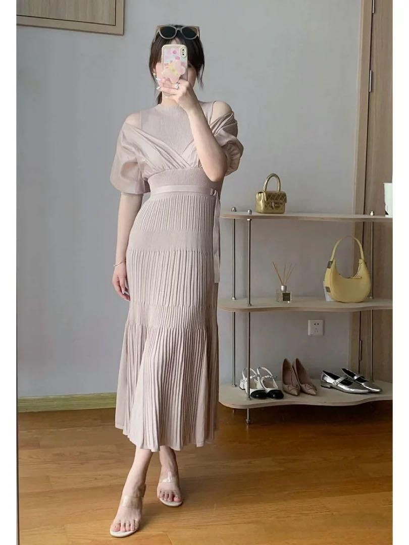 春のお出かけに ドッキングフ ニットワンピース NEXPOTALLINN_EU